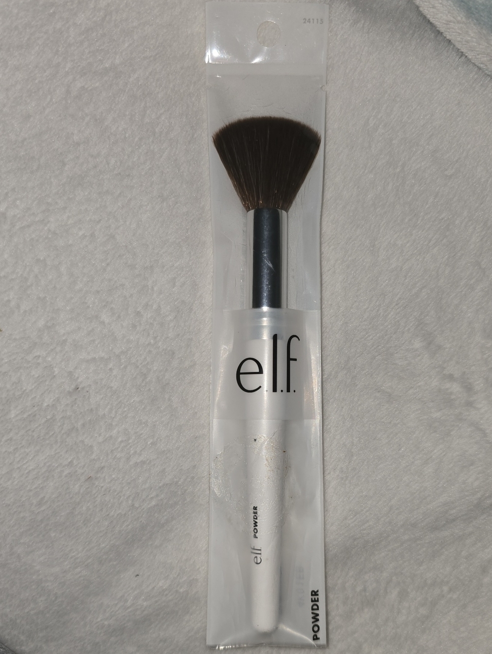 e.l.f. Powder Brush with White Handle and Brown Bristles